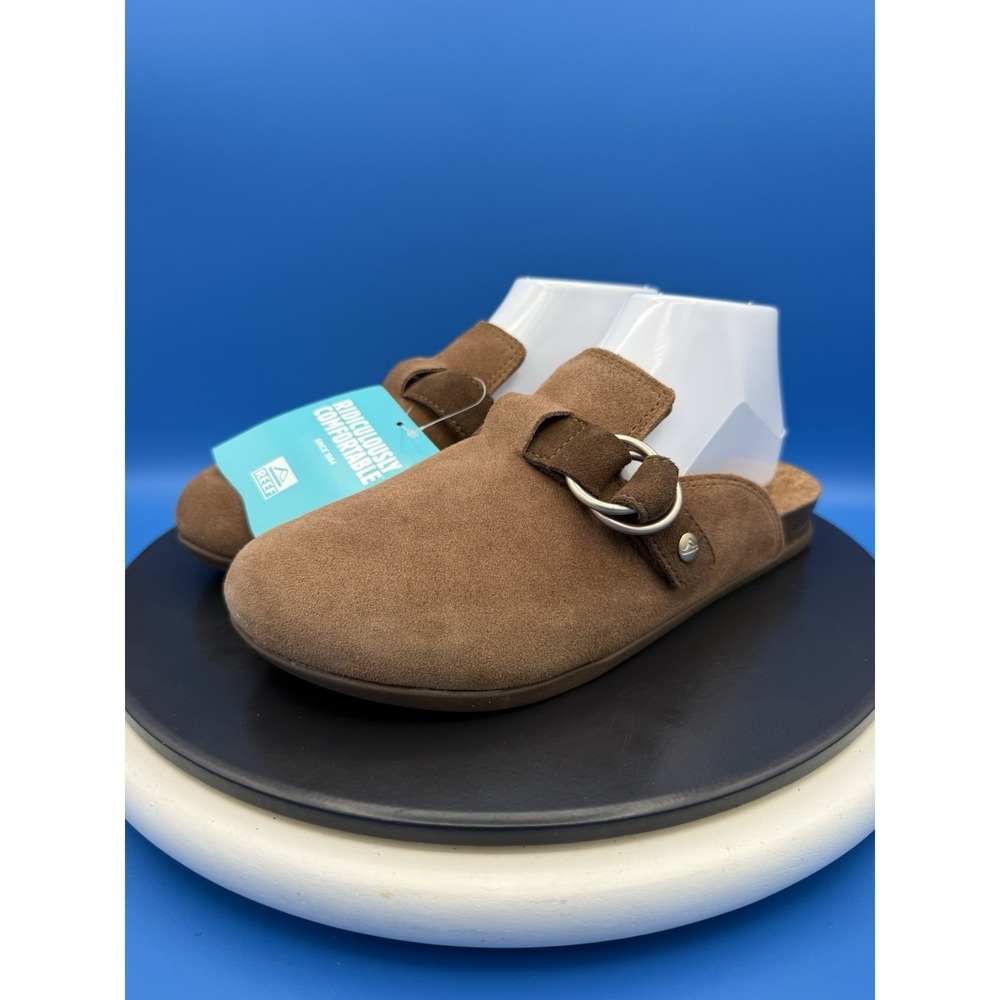 Reef Vista Serenity Womens Size 8 Chocolate Suede Slip On Clogs Mule CJ8896 NEW - Picture 1 of 11